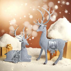 Juego Navideño de Figuras de Alce de Resina Epoxi con Cuentas de Dos Puntos, Arte Popular, Decoración para el Hogar, Adornos para Ambiente Festivo, Escaparate de Centro Comercial - Product Image 3