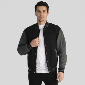 Veste de baseball pour homme en coton molletonné avec manches en cuir, nouveau design, vêtement d'extérieur pour l'hiver, usage décontracté ou uniforme d'équipe - Product Image 1