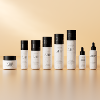 Ensemble d'emballages écologiques pour soins de la peau : flacons compte-gouttes en PETG à paroi épaisse pour lotion hydratante et sérum, et pots à crème.
