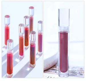 Silinder Botol Cair Mewah Kualitas Tinggi PETG Tabung Lipgloss Bulat Bening 7Ml dengan Aplikator dan Tongkat untuk Kecantikan Gadis Seksi