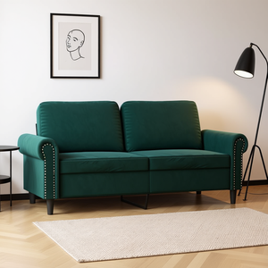 Sofá de Terciopelo Verde Oscuro de 2 Plazas, 100% Poliéster, Estructura Metálica, Estilo Chesterfield para Sala de Estar - Product Image 2