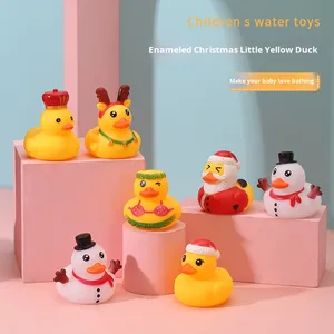 Jouet aquatique créatif pour enfants : Canard jaune à cornes, Père Noël, Bonhomme de neige – Jouet à presser en plastique durable - Product Image 2