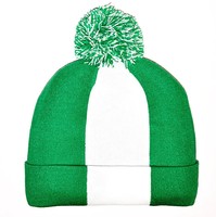 Nouveauté : Bonnet tricoté avec drapeau du Nigeria pour femmes et hommes, bonnet à pompon, bonnet d'hiver chaud, doux, extensible, pas cher, vente en gros personnalisée