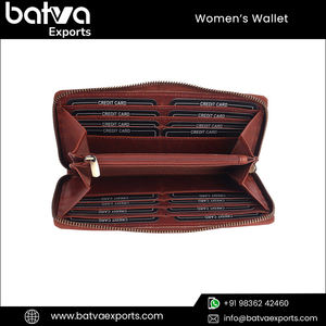 Cartera larga de cuero genuino para mujer de último diseño Vintage de fabricante de confianza, cierre de cerrojo con cremallera de bloqueo RFID de alta calidad - Product Image 4