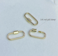 Fermoir de sécurité ovale à vis grande taille en or massif 18 carats pour bracelet, collier et pendentif - Apprêts de bijouterie