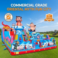 Structure gonflable commerciale à thème animaux avec toboggan, en PVC, capacité maximale 500 kg, pour location en parcs et fêtes foraines