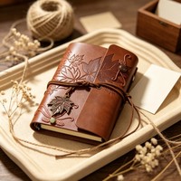 Kerajinan Kristal Alami Grosir, Liontin Maple Retro Buatan Tangan, Buku Harian Kulit A5, Notebook Loose Leaf untuk Hadiah Spiritual Energi