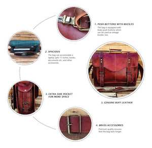 Sac Messager XL en Cuir Véritable Vintage Personnalisé pour Ordinateur Portable – Style Bohème Classique, Sac d'Affaires Tendance et Durable pour Hommes – Vente en Gros - Product Image 4