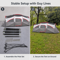 Tente tunnel pour 5 à 8 personnes, camping familial, double couche, imperméable, installation rapide, abri extérieur portable, fenêtres en maille pour les voyages en camping-car