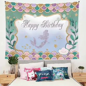 Permadani skala ikan putri duyung yang indah untuk gantungan dinding anak-anak untuk anak perempuan kamar tidur ruang tamu dekorasi ulang tahun rumah