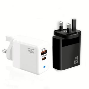 Full Protocol Support <b>US</b> EU UK Plug USB PD 65W GaN Wall Charger QC3.0 PD45W Fast Charging Power <b>Adapter</b> With LED Light - Product Image 3