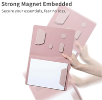 Organisateur de bureau en cuir PU à hauteur réglable magnétique avec plateau flottant pliable détachable et support de téléphone