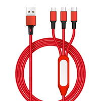 Cordon de charge universel 3 en 1 USB C multi-câble pour téléphone portable Power Bank écouteur en aluminium durable PVC pratique en boîte.