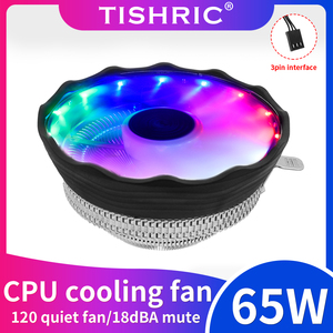 Ventilador enfriador de <span class=keywords><strong>CPU</strong></span> silencioso TISHRIC de 120mm RGB de 3 pines, radiador Intel LGA 1151 1155 1156 1366 775 AMD AM2 AM3 AM4, aplicación de ventilador de refrigeración - Product Image 2