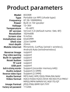2023 Neues Dual BT Stereo Android Auto Autoradio 9 Zoll Wireless Carplay Car Play Dashcam DVD Audio System MP5 Player