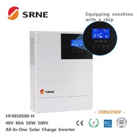 Convertisseur tout-en-un hors réseau SRNE 220v Convertisseur 5Kw 80A Contrôleur solaire MPPT Prix d'usine Entrée 500V Onde sinusoïdale pure