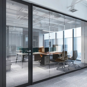 Anpassung Full-View Clear Single Glaswand trennwand Factory Aluminium Demontierbare Panorama-Büro trennwand - Product Image 1