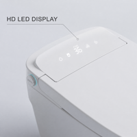Inodoro Inteligente de Cerámica con Tapa de Apertura Automática, Asiento con Calefacción, Descarga por Sifón, Taza Alargada, Control Remoto y Diseño Moderno