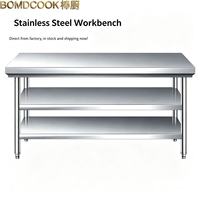 Commerciële keukenuitrusting 304 roestvrijstalen werktafel zware werkbank werktafel industriële constructie voor restaurants