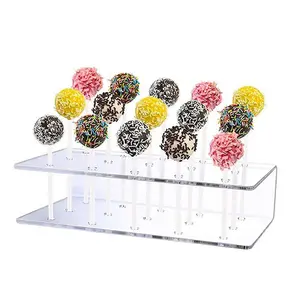 Easy Extract Acrylic Lollipop Food Rack With 15 Holes And 20 Holes Transparent Clear Candy Rack Display Stand