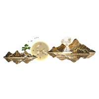 Art mural en acrylique gravé avec un paysage de montagne moderne et luxueux, LED avec horloge, tableaux suspendus pour la décoration murale de la maison et de l'hôtel