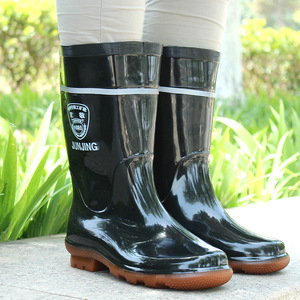Junjing Coffee <b>Boot</b> Mid-Calf <b>Black</b> Rubber <b>Work</b> Safety Rain <b>Boots</b> Reflective Non-Slip Industrial Mining - Product Image 3