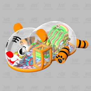 Parque de Juegos Inflable con Temática de Dibujos Animados, Carpa de Burbujas Transparente con Forma de Cerdo, con Pelotas de Océano, Parque Inflable de Burbujas - Product Image 3