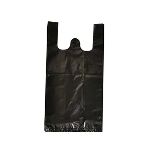 זול מחיר קטן גודל מיחזור פלסטיק חולצה תיק בצבע שחור