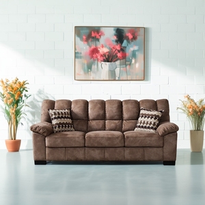 OEM ODM Factory Classic Brown 3-Seater Living Room <b>Sofa</b> Brown Modern Design Velvet Soft Microfiber Upholstered for Home - Product Image 5