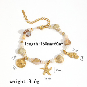 Seashell Starfish Stainless Steel <b>Bracelet</b> Necklace <b>Set</b> For Women Ocean Style Jewelry Party Accessories - Product Image 3