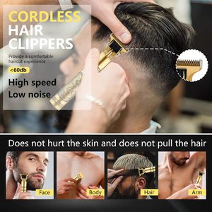 Tagliacapelli Elettrico Professionale T9 per Uomo, Senza Fili, Ricaricabile USB, <span class=keywords><strong>Regolabile</strong></span>, con Lama in Acciaio Inox, Trimmer per Barba - Product Image 4