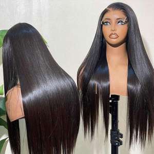 Peluca de Cabello Humano Brasileño Barata al por Mayor con Frente de Encaje HD, Calidad Remy, Larga y de Alta Densidad para Mujeres Negras - Product Image 3
