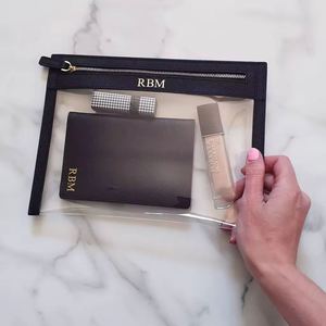 Clear PVC <b>Makeup</b> <b>Bag</b> <b>Transparent</b> Window Water Resistant Large Capacity Travel Cosmetic Organizer <b>Bag</b> Zipper Closure Fashion - Product Image 3