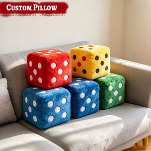 Cojín de Peluche con Diseño de Dados Personalizado, Forma Única, para Decoración de Sala de Estar - Product Image 1
