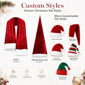 Ensemble Chapeau et Écharpe <span class=keywords><strong>de</strong></span> Père Noël Géant en Velours Rouge <span class=keywords><strong>de</strong></span> 3,6 m pour Décoration <span class=keywords><strong>de</strong></span> Jardin Squelette, Accessoires <span class=keywords><strong>de</strong></span> Fête Personnalisables – Vente en Gros - Product Image 4