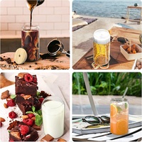 Ensemble de 6 verres classiques en forme de canette de bière ou de soda de 16 oz, avec couvercles en bambou et pailles, pour café glacé et jus