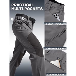 FOXA Men's Waterproof <b>Ski</b> Pants Synthetic Insulated Winter Snow Pants With Zipper Pockets - Product Image 6