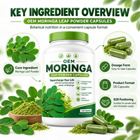 Capsules de poudre de feuilles de Moringa Oleifera, superaliment riche en nutriments pour la vitalité, booster d'énergie, soutien de la santé immunitaire, OEM