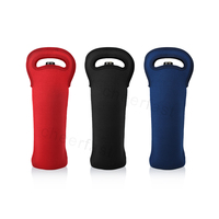 Sac isotherme personnalisé en néoprène pour bouteille de vin 750 ml, bleu, à manchon unique, en tissu épais