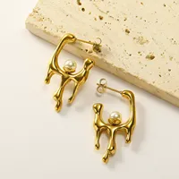 Unregelmäßige Schmelzende Tropfen-Imitation Perlenbesetzt, Edelstahl Trendige Mode-Ohrstecker für Frauen