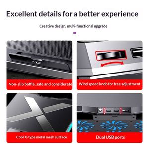 Support de refroidissement pour ordinateur portable de jeu, base de bureau pliable et relevable, modèle Q3 - Product Image 3