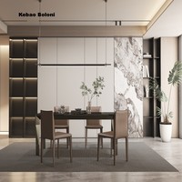 Table à manger en marbre noir brillant, modèle tendance, avec pieds en métal, pour la maison ou le restaurant d'hôtel