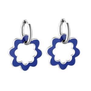 Boucles d'oreilles créoles en acier inoxydable plaqué or 18 carats, fournitures de fabrication de bijoux, plusieurs couleurs, motif fleur émaillée, boucles d'oreilles personnalisées pour femmes - Product Image 6