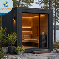 Sauna carré extérieur sur mesure, cabine de sauna traditionnelle avec poêle finlandais et pierres pour 4-5 personnes, spa de luxe pour jardin