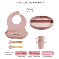 Ensemble d'alimentation en silicone pour bébé, assiette ronde à 3 compartiments, sans bol, plat souple sans BPA pour tout-petits, facile à transporter
