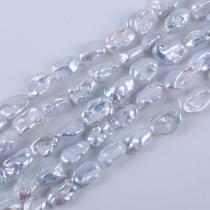 Perles d'eau douce naturelles de 9-10 mm, baroques, irrégulières, trou horizontal, brillantes, grises, perles en vrac, matériau - Product Image 3