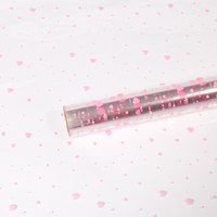 Usine en gros personnalisé coeur de pêche imprimé fleur en plastique transparent OPP rouleau de papier de verre étanche pour emballage cadeau
