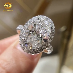 14K Oro Blanco VS DEF Color IGI Certificado 4CT Oval Cut Halo Diamante CVD Lab <span class=keywords><strong>Diamond</strong></span> <span class=keywords><strong>Ring</strong></span> - Product Image 1