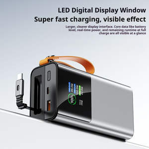 Batería Externa de Alta Capacidad de 30000mAh con Salida de 100W, Carcasa de Aleación de Aluminio y Cable Retráctil para Cargar Computadoras Portátiles, PC y Tabletas - Product Image 4