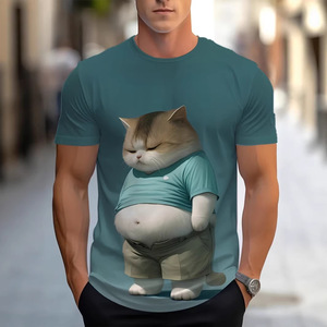 Men's 3D <b>Cat</b> Print <b>T</b>-Shirt Regular Fit Short Sleeve Digital Printed Jersey Fabric Adult Youth Casual Wear - Product Image 2